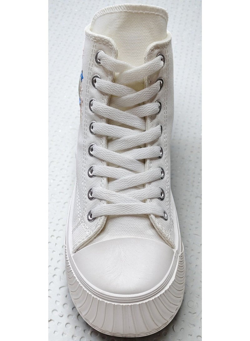 High-top canvas sneakers with a hand-embroidered design - Image 4